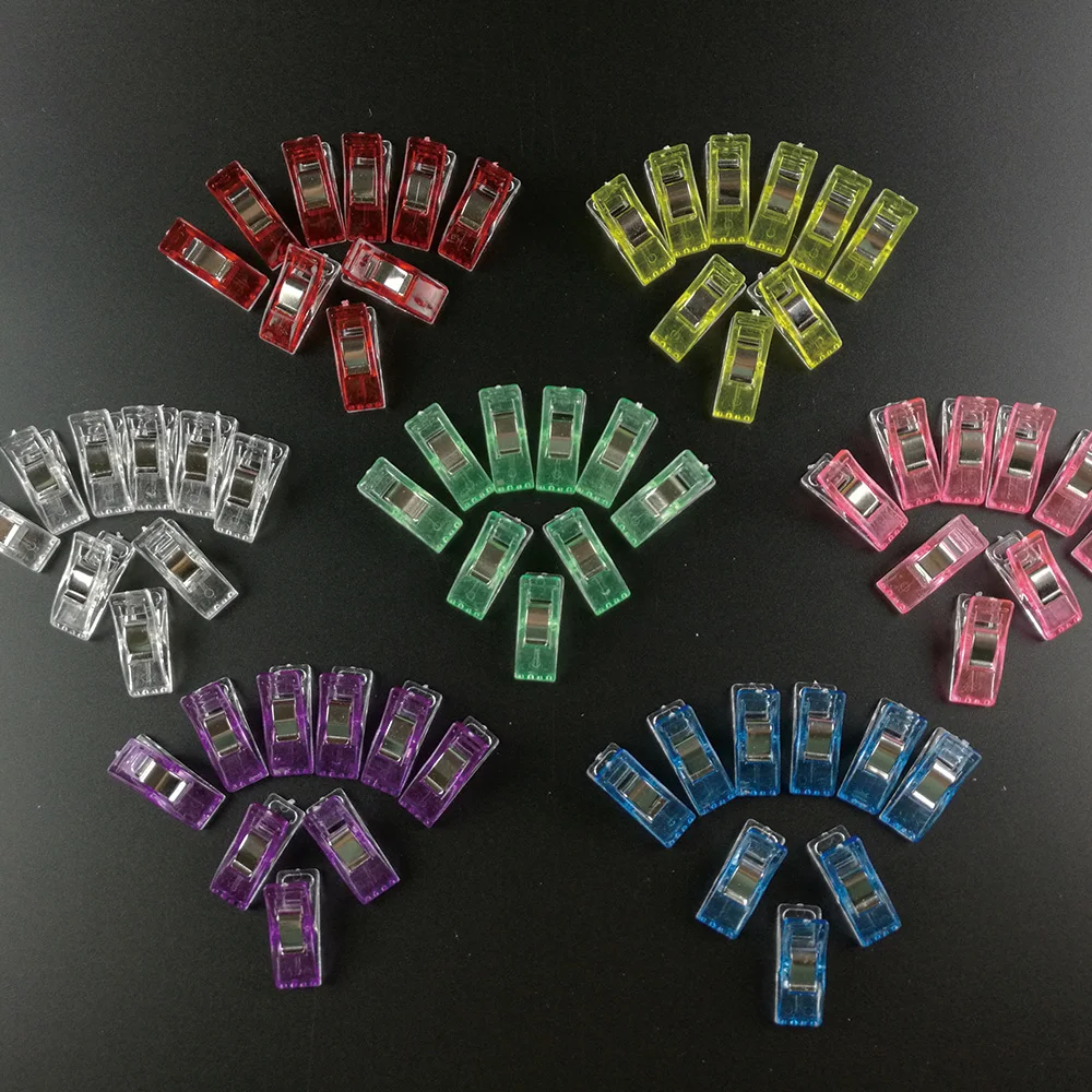 

5pcs Clear and Red Sewing Clip Craft Quilt Binding Plastic File Clips Clamps Garment Clips Plastic Garments Clips DIY Crafts