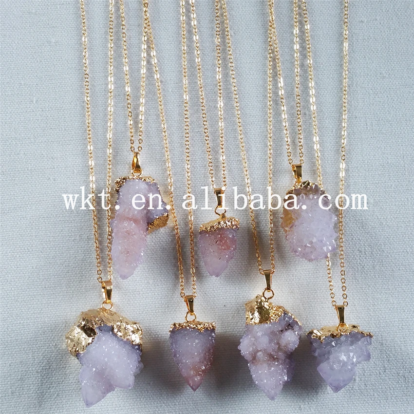 

WT-N637top quality tiny spirit stone necklace exclusive 24k gold trim spirit stone necklace natural necklace women
