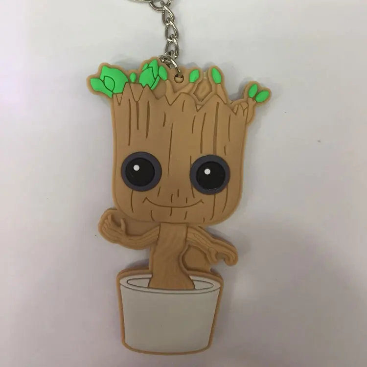 Guardianes de la galaxia cosplay PVC llavero Rocket Raccoon Groot novedad silicona para llaves colgante joyería Chaveiro Llaveros