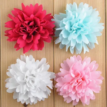 

20pcs/lot DIY Baby Handmade Headwear Accessories 8CM Chiffon Carnation Flowers 12 color