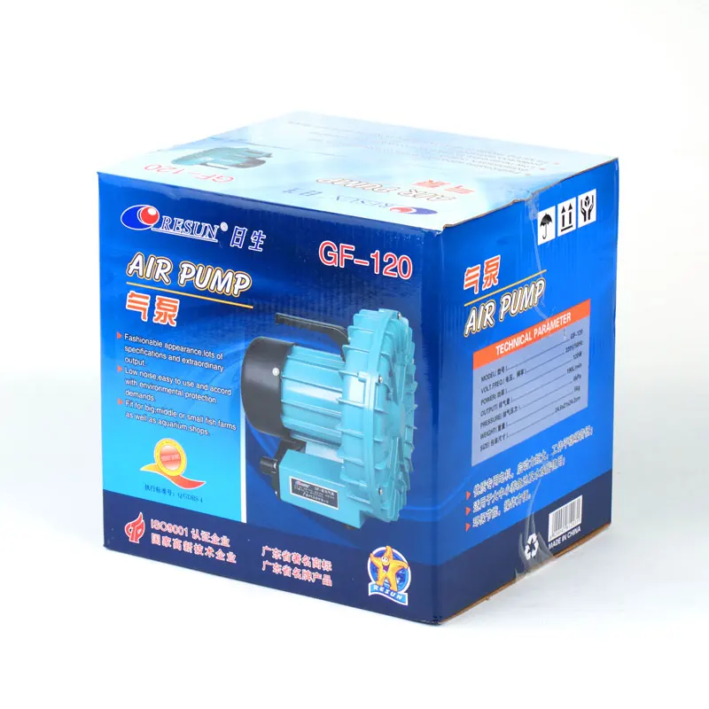

190L/min RESUN GF-120 High Pressure Electrical Turbo Air Blower for Aquarium Air Compressor Koi Fish Septic Tank Aerator Pump
