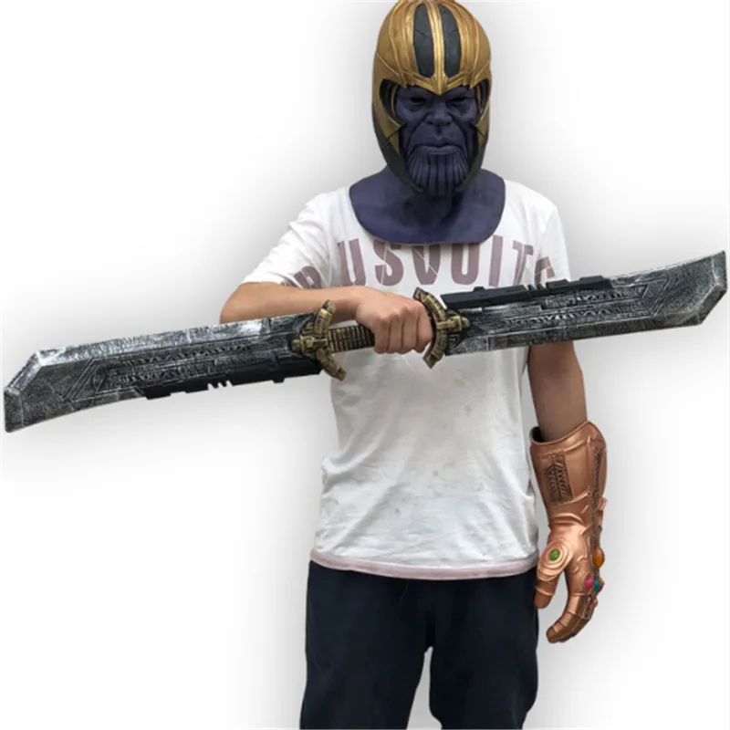 1: 1 Thanos Double-Edged Sword 110 cm Cosplay Tanos Gauntlet Weapon Model Action Figure Children Gift Role PU