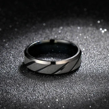 

6mm Black Twill Ring Titanium Brushed Ring for Men and Women