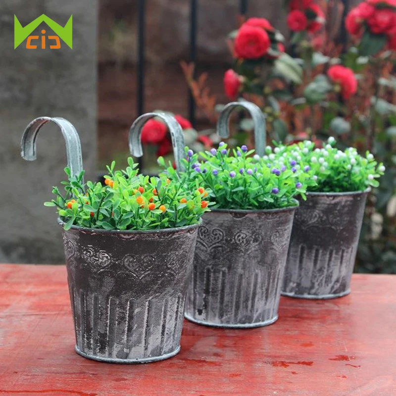 

WCIC Retro Mini Metal Barrel Plant Pot Flower Pot Vertical Garden Pots Balcony Flower Plant Basket Decorations Macetas Pot