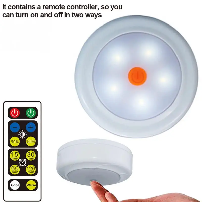 Wireless LED Puck Light Set with Dimmer and Timer Battery Powered Light with Remote Control Suitable for Kitchen Cabinet