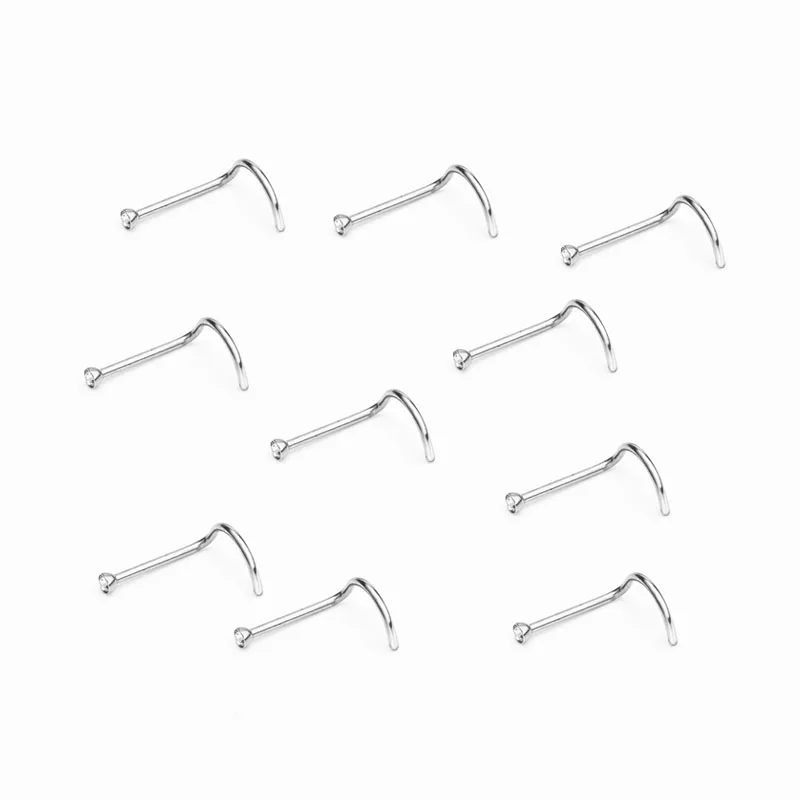 

10PCS Small Crystal Nose Rings U Shape Stainless Steel Nose Piercing Studs Jewelry Invisible Nose Ring For Women Free Shipping