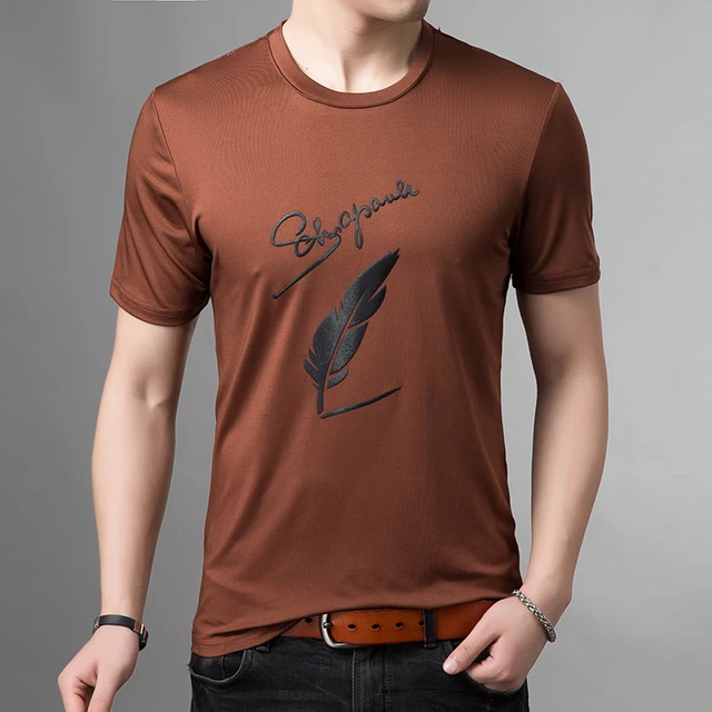 Camisetas de marca de moda para hombre, ropa de calle con patrón de cuello  redondo, Tops de manga corta de grado superior, 2023 - AliExpress