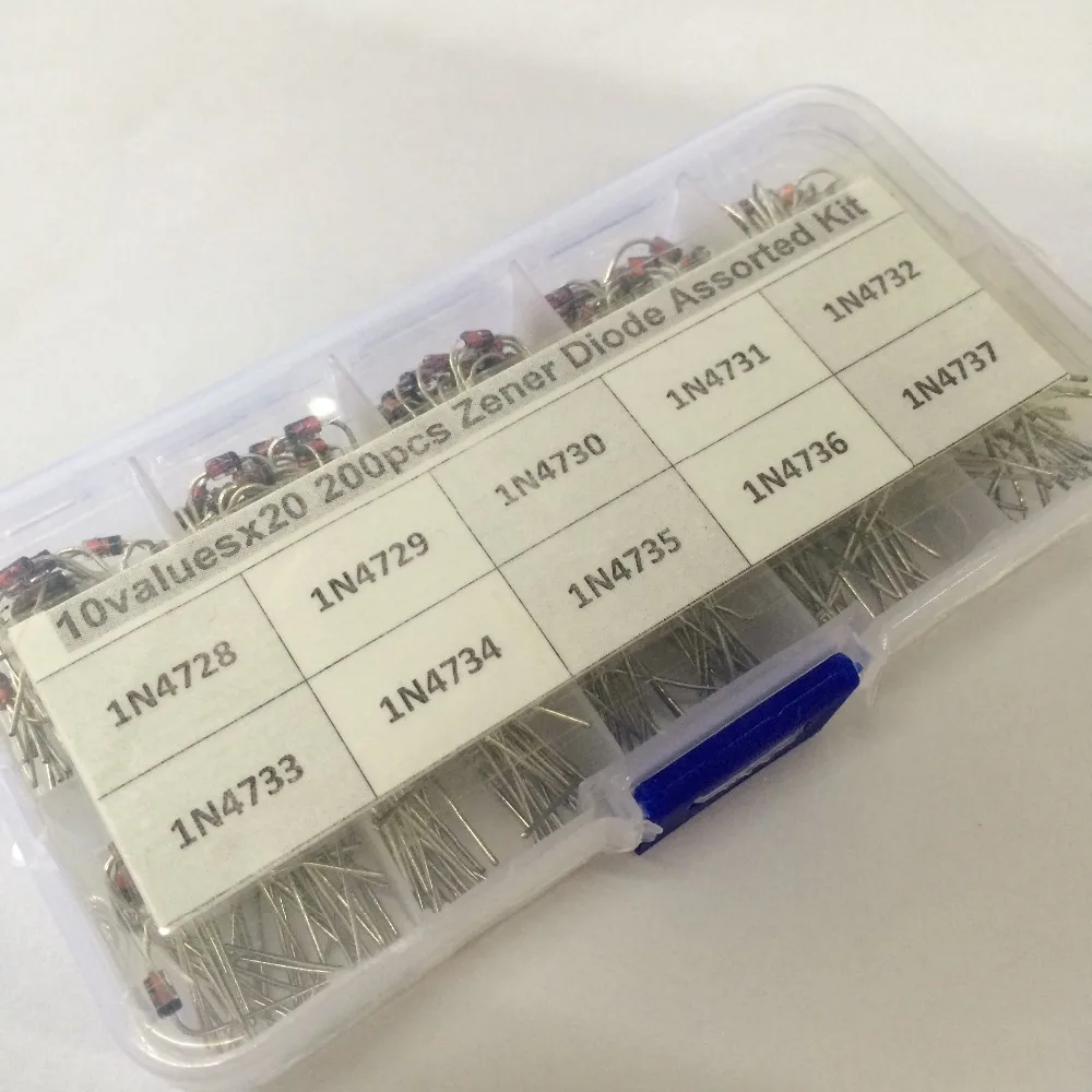 

10Values x20 200pcs Zener Diode Assortment Electronic kit 1N4728~1N4737 With storage Box