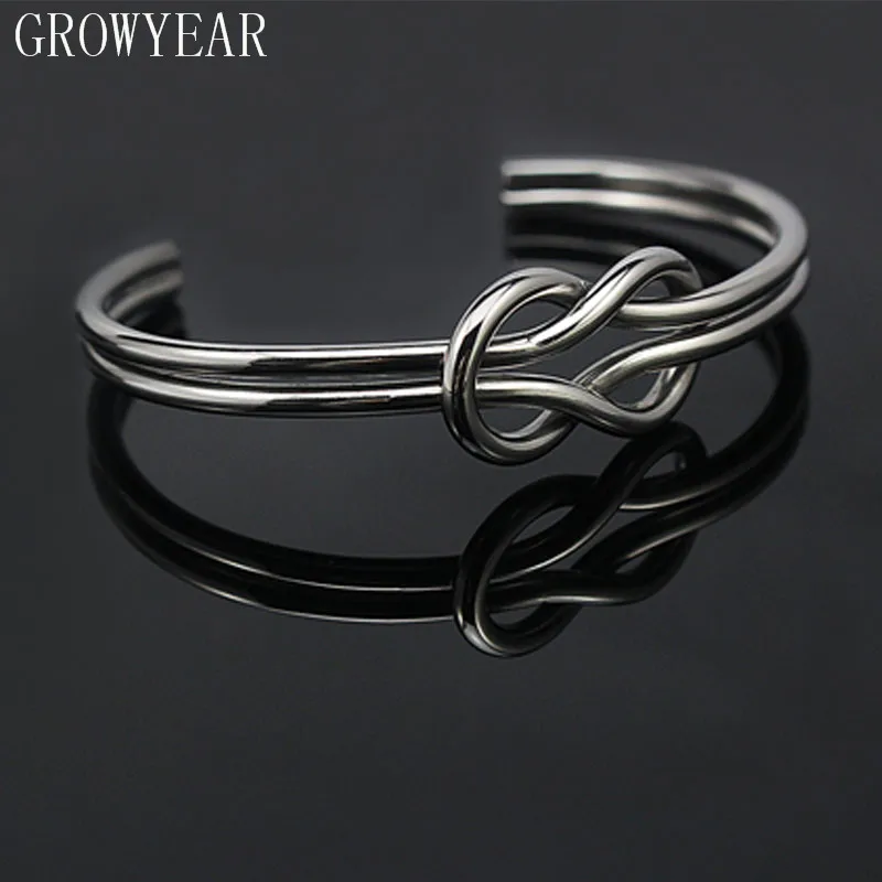 

2018 Hot Trendy Stainless Steel Geometric Knot Bracelets Bangle Women's Gift Silver Color Fashion Jewelry Wholesale Retail