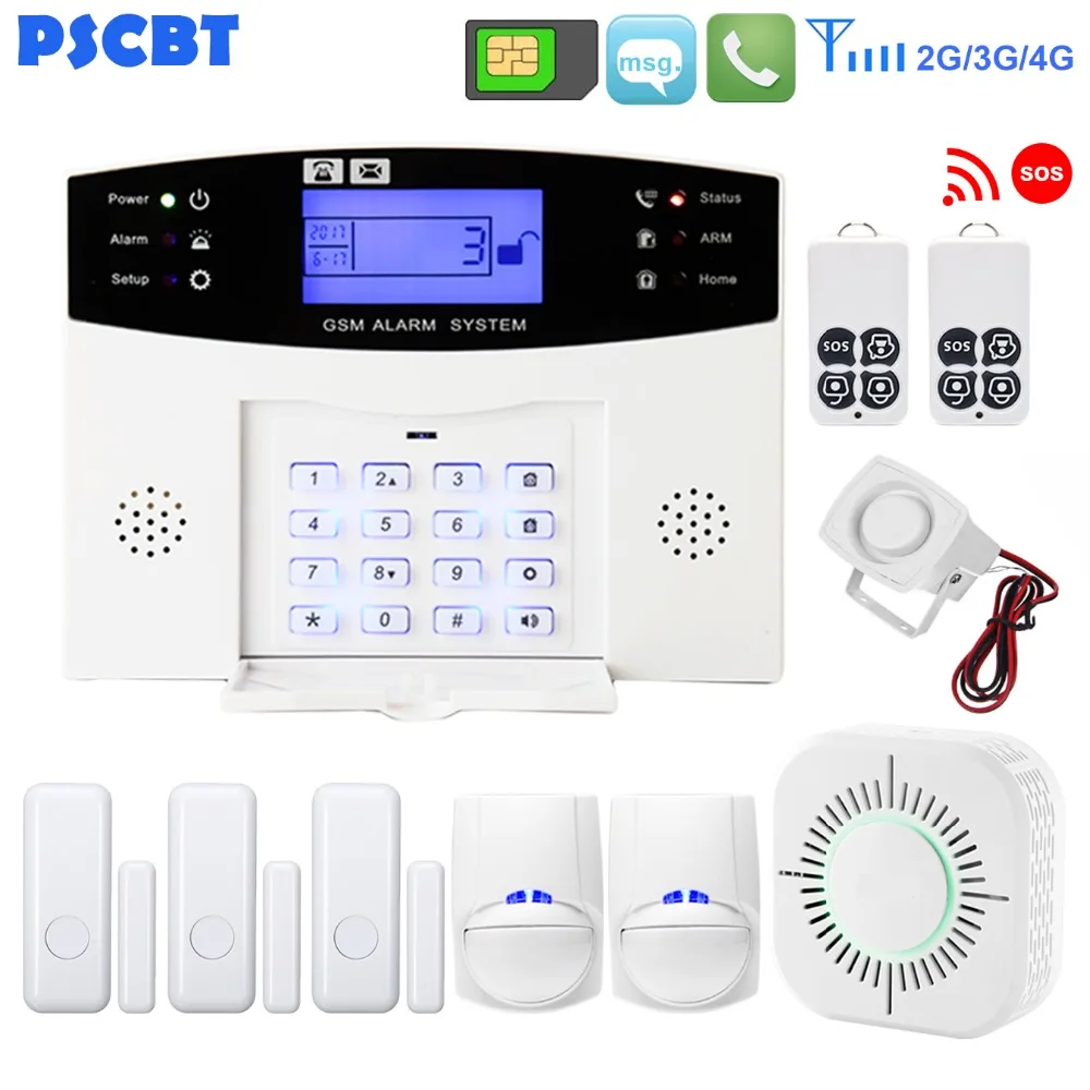 

APP Control GSM Alarm SIM SMS Wireless Alarm System Home Burglar Door Window Sensor PIR Detector LCD Display SOS Emergency Call