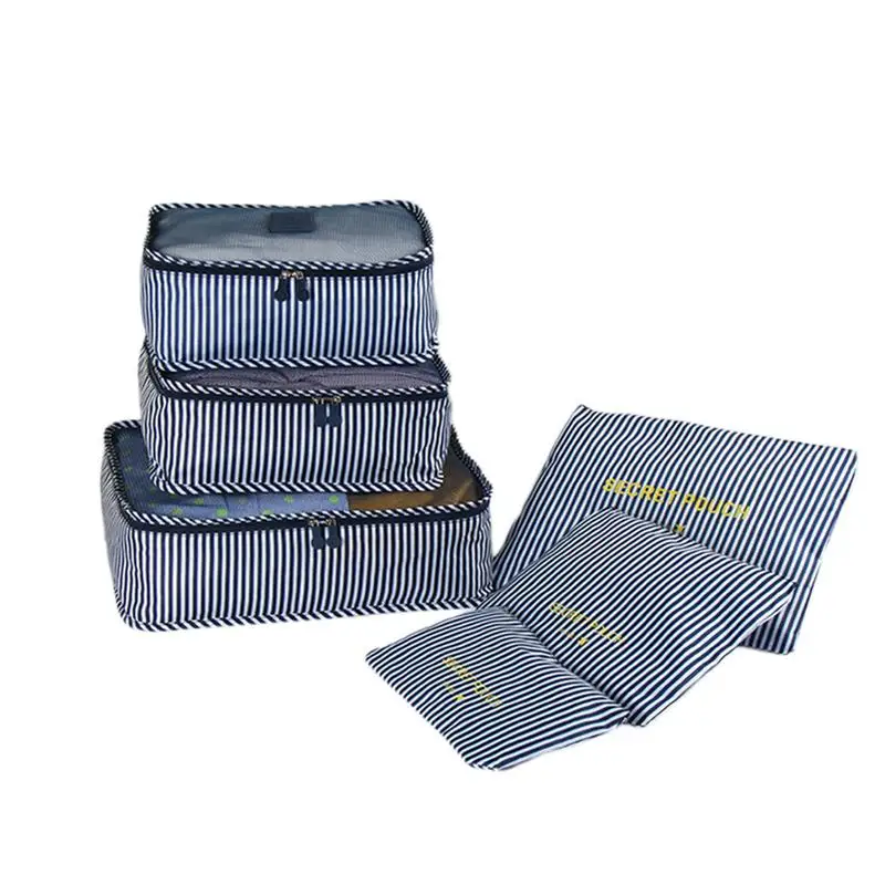 

6PCS A Set Waterproof Travel Accessories Mesh Packing Luggage Organizers Bag Clothes Cube Storage Bags Clothes Storage Pouch Bag
