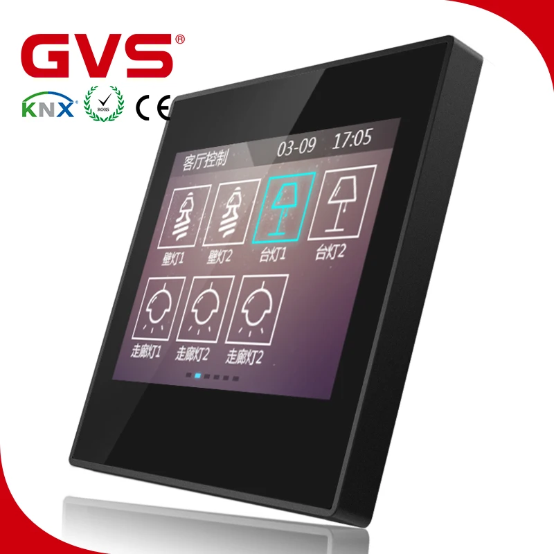Новейшая KNX/EIB GVS K Bus 5 ''KNX сенсорный экран KNX Сенсорная панель дюймов тонкий тип