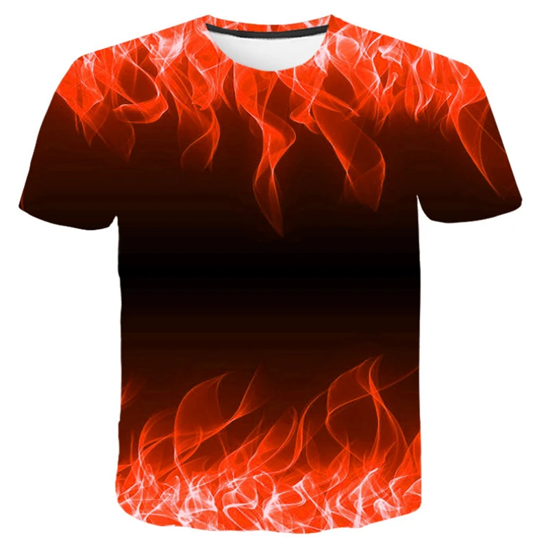 

2019 new red flame t-shirt men's t-shirt 3d printed red casual shirt summer men and women Camiseta Streetwear short-sleeved T-sh