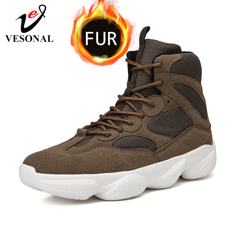 

VESONAL 2019 Brand New Autumn Winter Ankle Snow Men Boots Shoes With Fur Plush Warm Male Fashion Casual Boot Sneakers