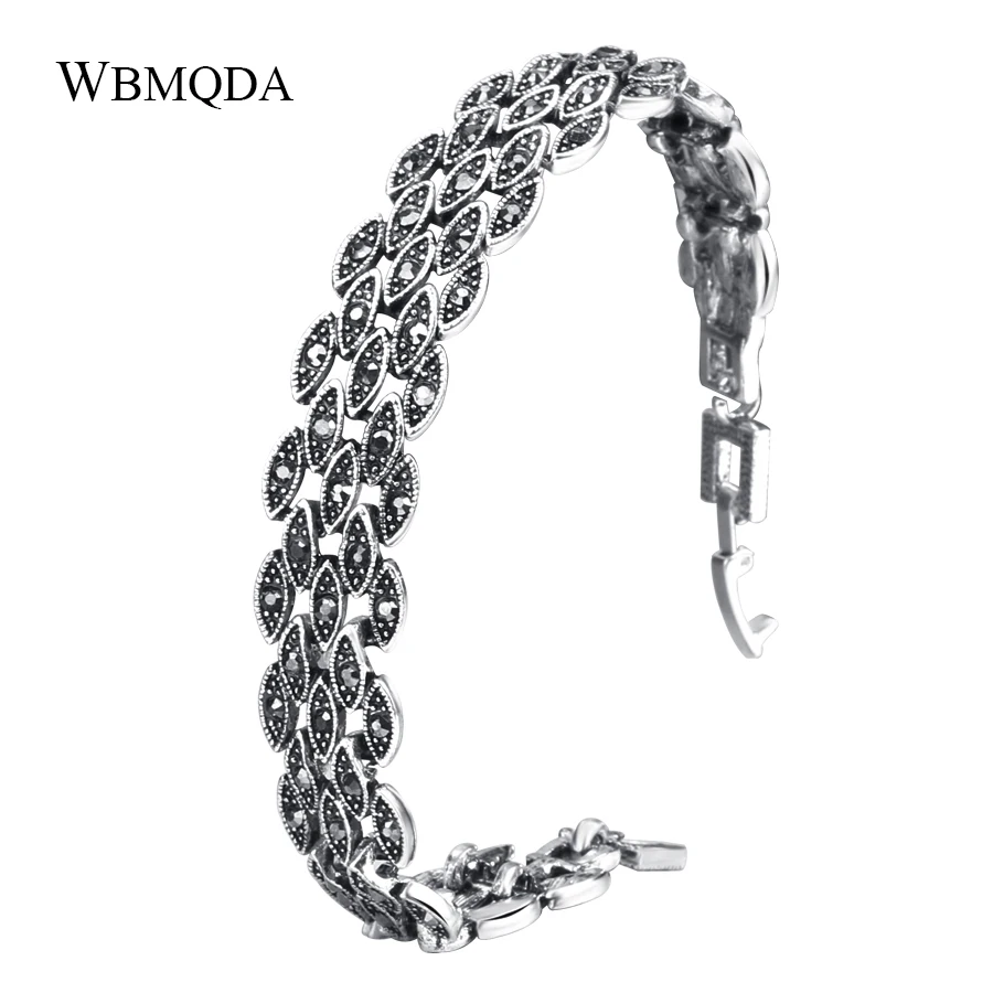 

Vintage Black Crystal Eyes Bracelets For Women Accessories Unique Summer Silver Plated Bracelet Fashion Jewelry Free Shipping