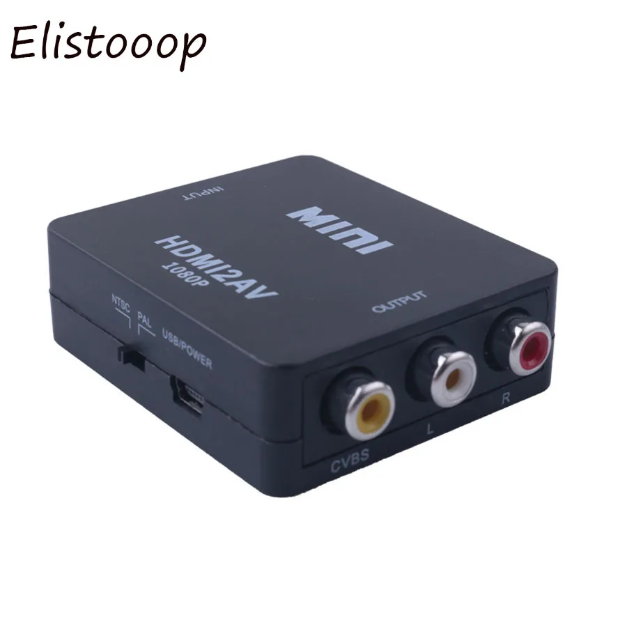 

Elistooop HDMI TO AV Scaler Adapter HD Video Converter Box HDMI to RCA AV/CVSB L/R Video 1080P HDMI2AV Support NTSC PAL