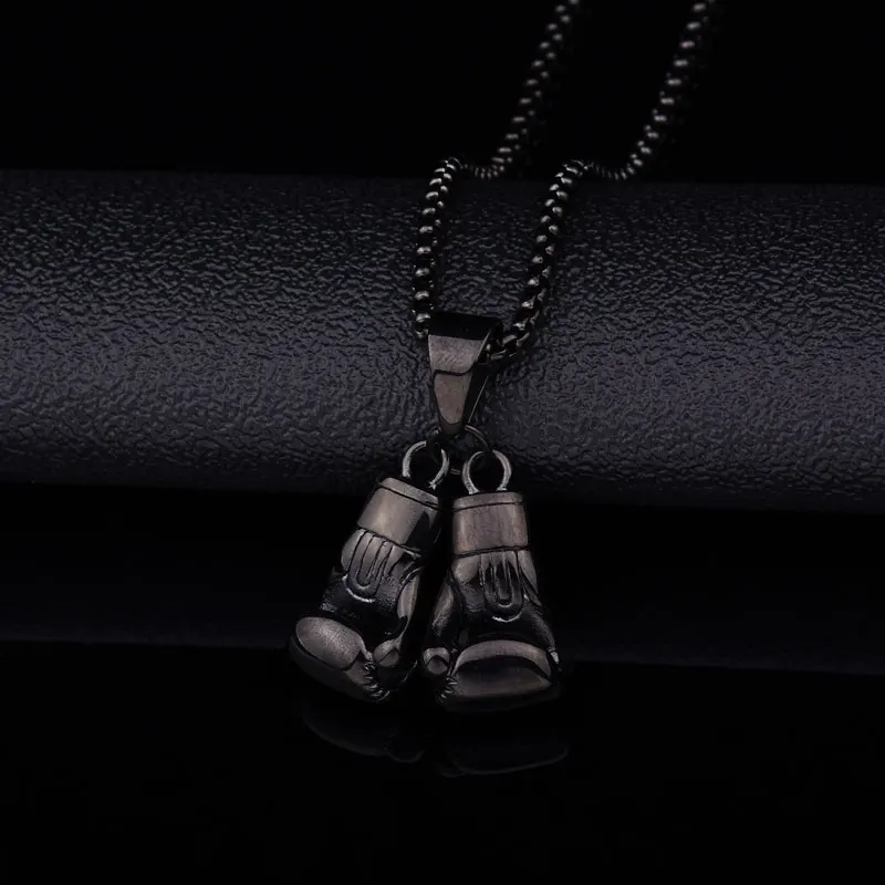 Мужские хип-хоп двойные боксерские перчатки ожерелья с подвесками из нержавеющей стали высокое качество модное классическое ожерелье мужские панк ювелирные изделия подарки