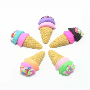 

20pcs Handmade Polymer Clay Soft Imitated Cabochons, Ice Cream, Mixed Color, 30~35x14~16x6~8mm