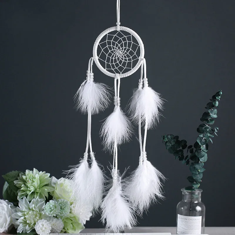 

Antique Enchanted Forest Big White Dreamcatcher Gift Handmade Dream Catcher Net With Feathers Wall Hanging Decoration Ornament