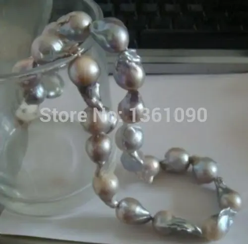 

00637 HUGE 18'' SOUTH SEA SILVER GRAY BAROQUE PEARL NECKLACE AAA