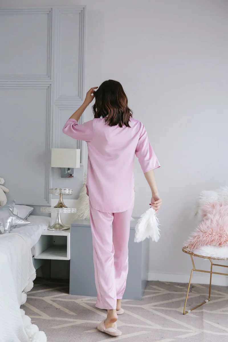 Высококачественные шелковые пижамы Пижама Femme розовые пижамы Для женщин атласные пижамы Pijamas Mujer сна Pijama Feminino пижамы