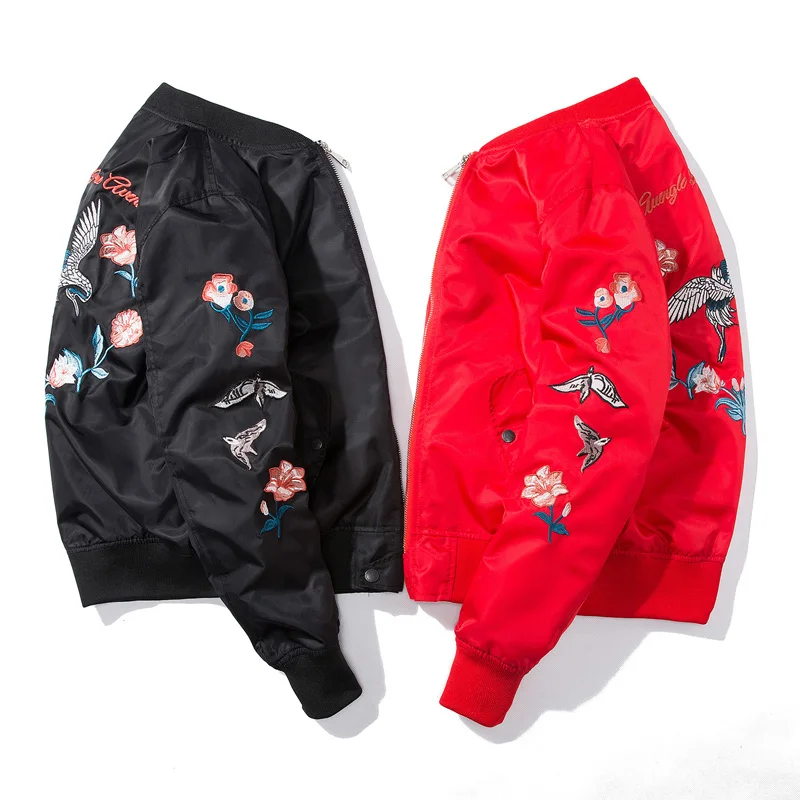 

Men Women Fashion Embroidery Hooded Jacket Flowers Letter Harajuku Couple Coat Classic Streetwear Windbreaker Male Pilot Jacket