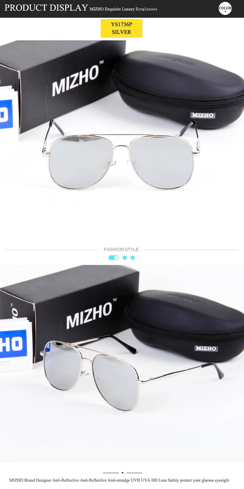 MIZHO анти-отражающие HD визуальные медные UVB женские солнцезащитные очки мужские Поляризованные овальные вождения унисекс, металлические классические очки зеркало
