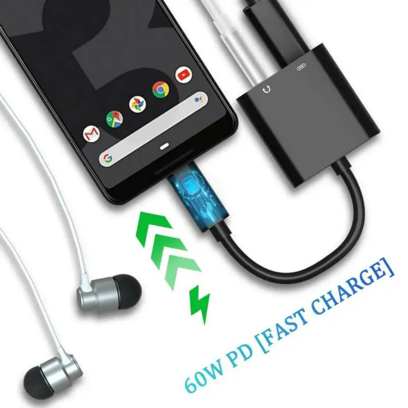 Адаптер Type C 2 в 1 USB с разъемом папа на 3 5 мм мама стереонаушники цифровой аудио