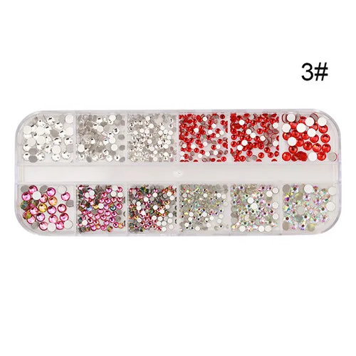 1 Box AB Color Nail Art Rhinestone Gold Silver Clear Flat Bottom Multi-size Dried Flowers Manicure DIY Nail Art 3D Decoration - Color: pattern5