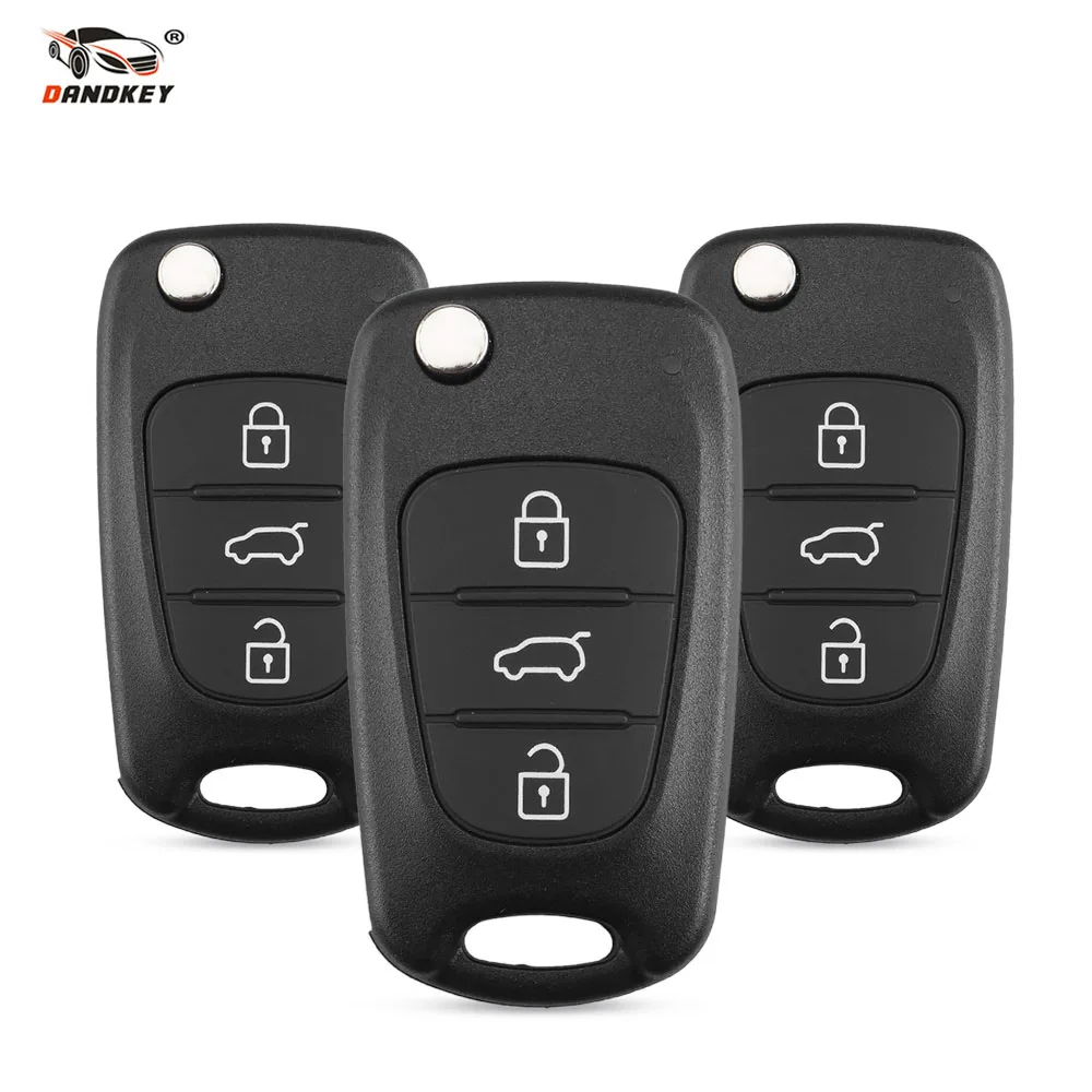 

Dandkey Car Remote Flip Key Shell 3 Button For Hyundai Avante Accent I30 IX35 Folding Key Case Blank Cover