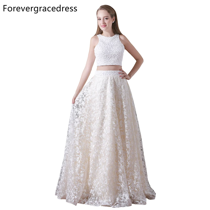 Forevergracedress New Arrival Two Piece Prom Dress A Line Lace Long Homecoming Evening Party Gown Plus Size Custom Made