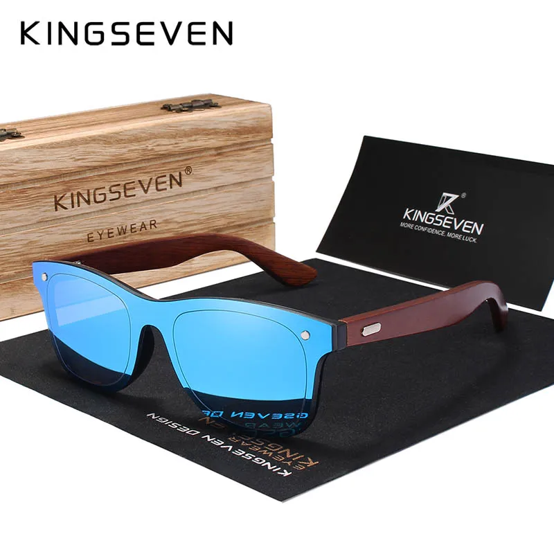 Koop KINGSEVEN Merk Palissander Ontwerp Luxe Zonnebril Vrouwen Originele Houten Handgemaakte Zonnebril Man Mode Vintage Stijl
