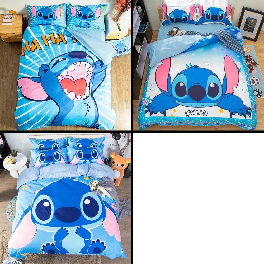 Disney Stich Bedding Set Pokemon Cartoon Single Bed Duvet Cover Animal for Kids Girls 3pcs Rainbow Bedspreads