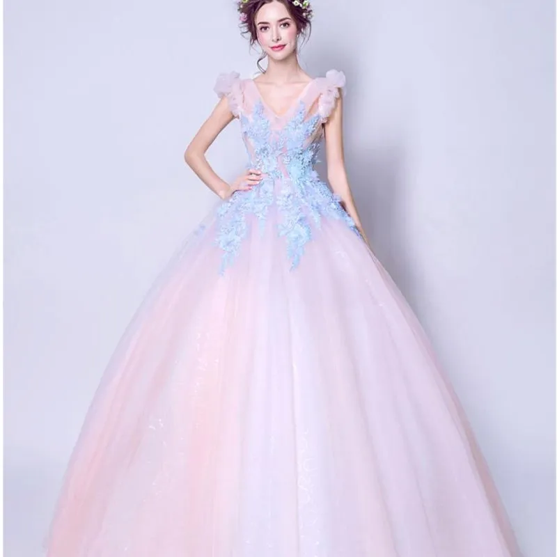 Ruthshen 2018 платье для Quinceanera с V образным вырезом легкое бальное аппликацией