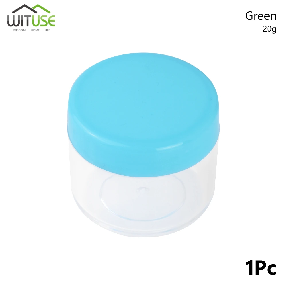 Косметики баночка Ланч-бокс для макияжа кремовый многоразовый флакон для хранения горшок контейнер на круглые бутылки с точечной фиксацией Портативный Пластик прозрачный чехол 10, 15 г, 20 г - Цвет: 20g Green
