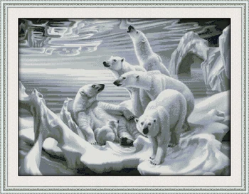 

Joy Sunday Hot Sale DIY Printed Cross Stitch Animal Painting Cross Stitch Kits Embroidery Home Decoration Polar Bear Homeland