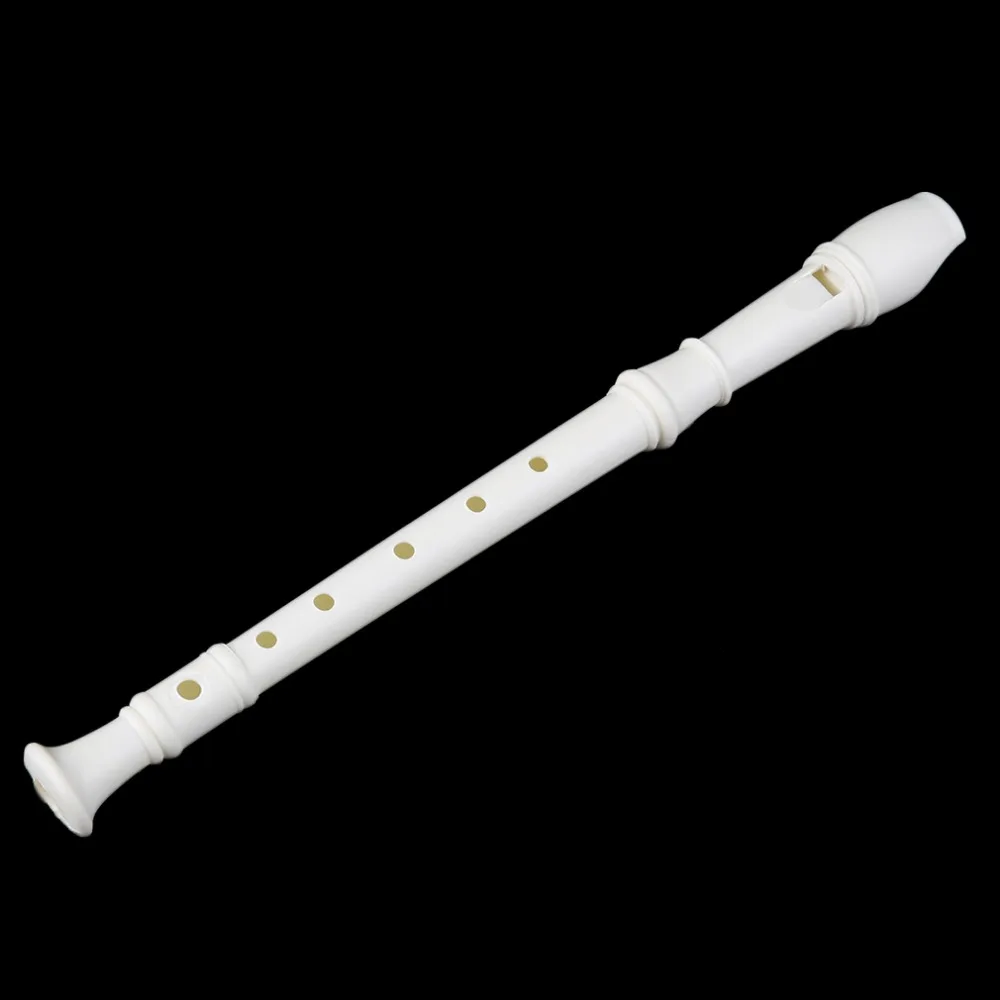 Portable Size White ABS Resin Instrument Musical Soprano Recorder Long Flute Fingering Early Education For Children