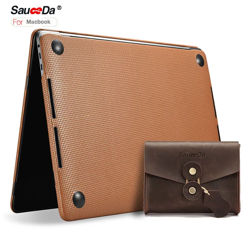 case For macbook pro 13 inch Laptop cover Woven Pattern genuine leather