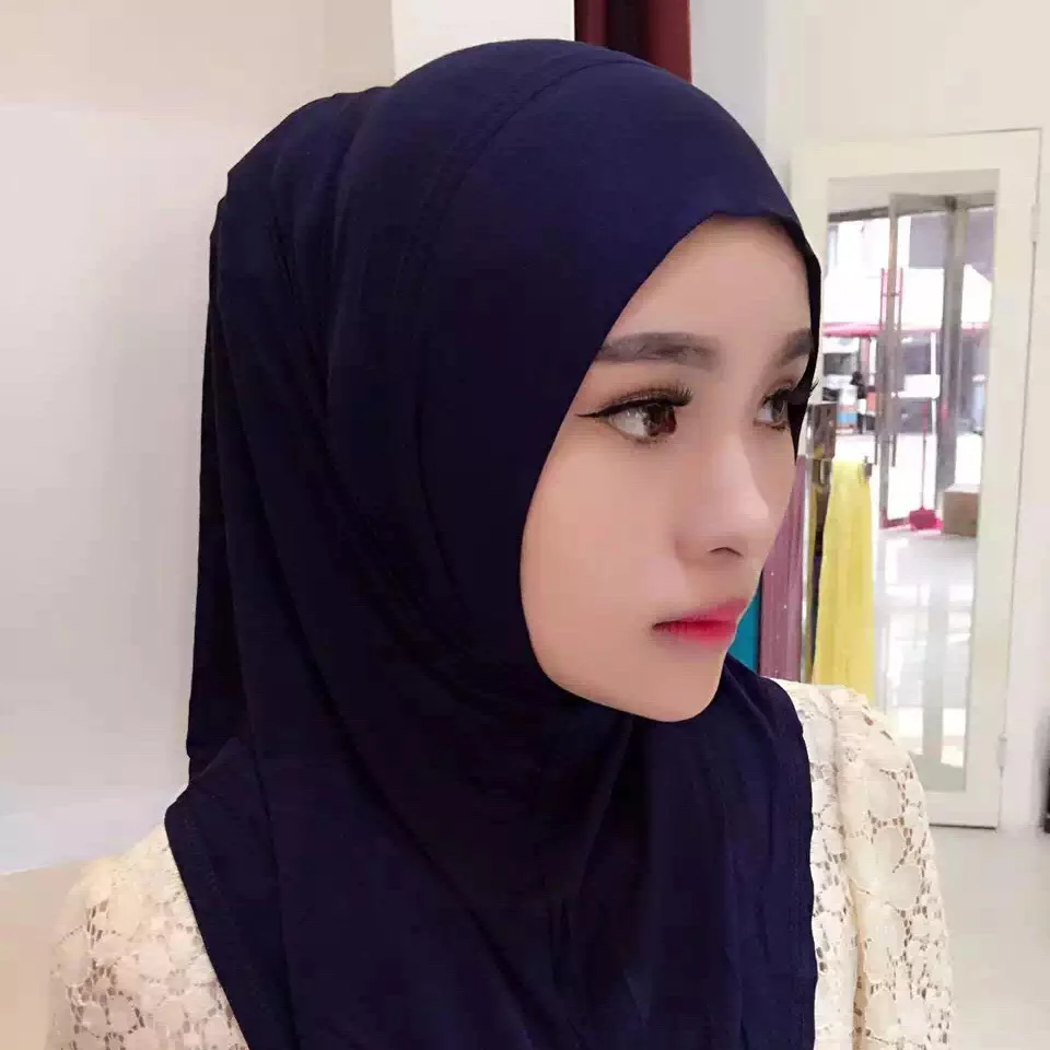 Мусульманский головной платок увеличенный Полный Круглый головной платок женский хиджаб исламский шарф внутренняя шаль - Цвет: Тёмно-синий