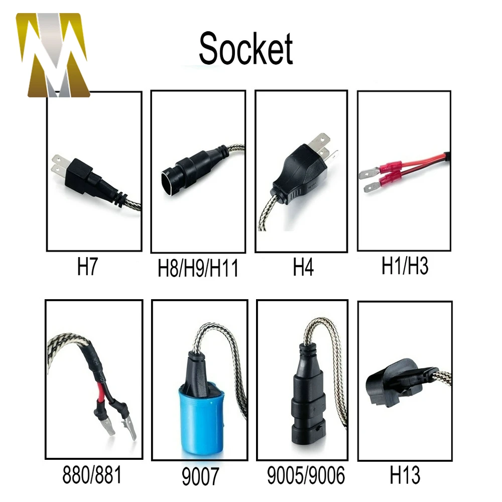 Car Lights Bulbs LED 12V H1 H3 H4 H7 H8 H9 H11 H13 HB1 HB2 HB3 HB4 HB5 880 881 9003 9004 9005 9006 9007 9008 Auto Headlights Kit (9)