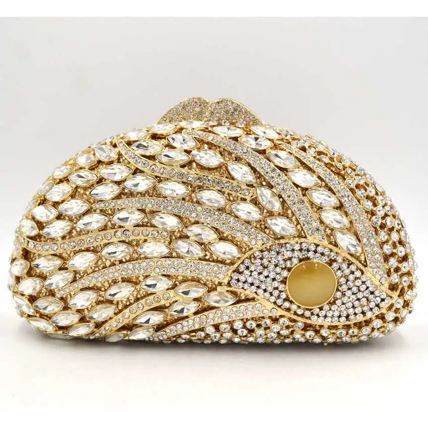 gold silver Серебряная роскошная сумка-клатч со стразами цвета шампанского полукруг вечерняя сумка на цепочке Повседневный клатч женская сумка SC587 - Цвет: gold silver