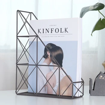 

Wrought Iron Bookshelf Grid Desktop Organizer Bookends Display Shelves Magazine File Book Holder Racks Home Book Shelf JJ396