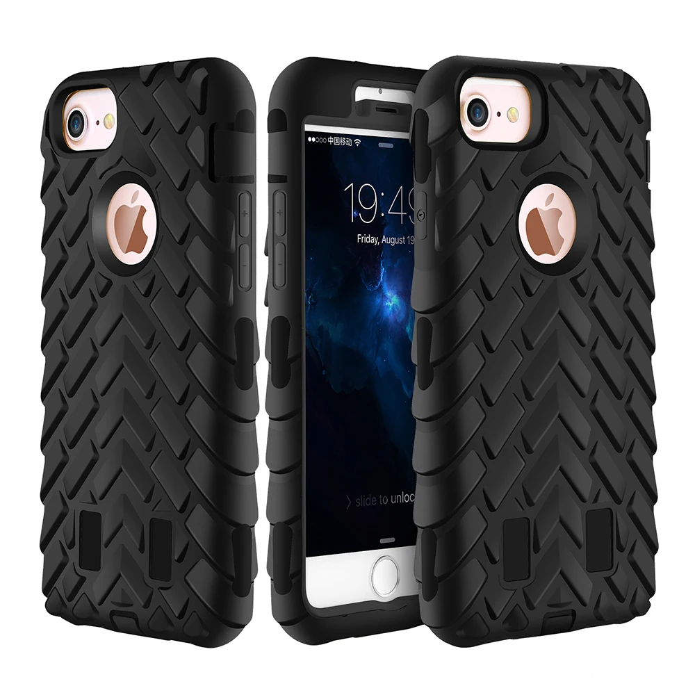 Case for iPhone X 8 7 7 Plus 5 5S SE 6 6S Plus 4 4S 5C Case Cover 3 in 1 Anti Knock Hard Plastic Back Armor Covers Phone Bags