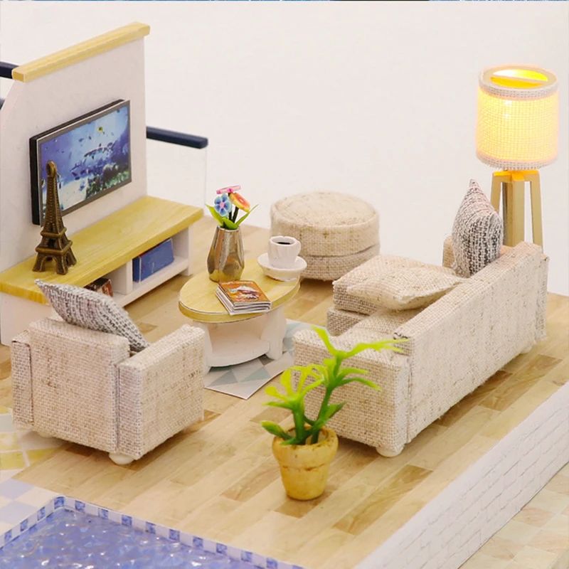 DIY Doll House Assemble Kits 3D Wooden Miniature Dollhouse With Led Furnitures Wooden House Toys For Children Birthday Gift DIY Doll House Assemble Kits 3D Wooden Miniature Dollhouse With Led Furnitures Wooden House Toys For Children Birthday Gift