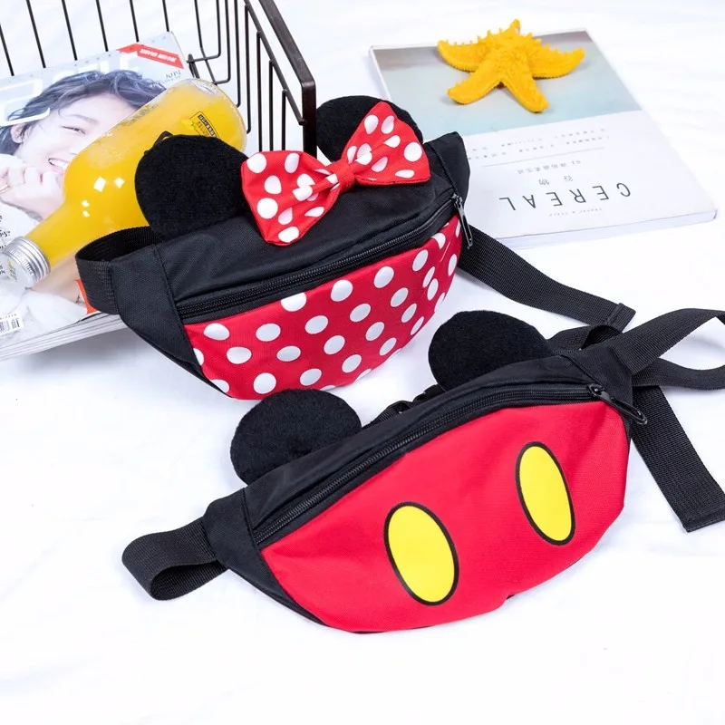 

Children Waist Packs Kid Fanny Bag Fashion Oxford Mouse Head Bow Dot Chest Bag Boy Girl Baby Money Waist Bags Belt Pack