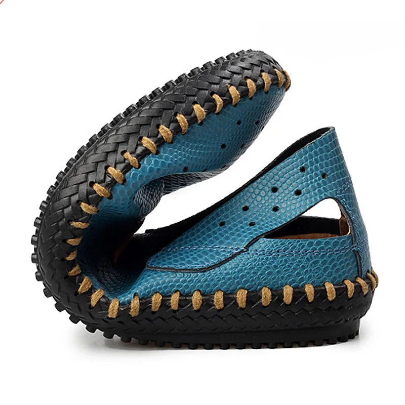 Men's Summer Shoes Leather Clogs Big Size 45-48 Breathable Hollow Slip-On Casual Shoes For Men Rubber Sole Flat Sandals Male Men's Summer Shoes Leather Clogs Big Size 45-48 Breathable Hollow Slip-On Casual Shoes For Men Rubber Sole Flat Sandals Male