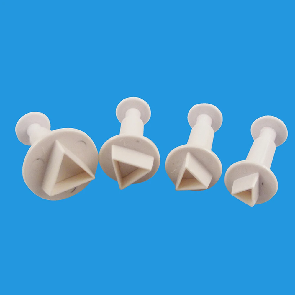 

4pcs/set Tri-angle Plastic Cookies Cutter Plunger Cake Decorating Tools Fondant Sugarcraft Mold Biscuit Decorating Tools