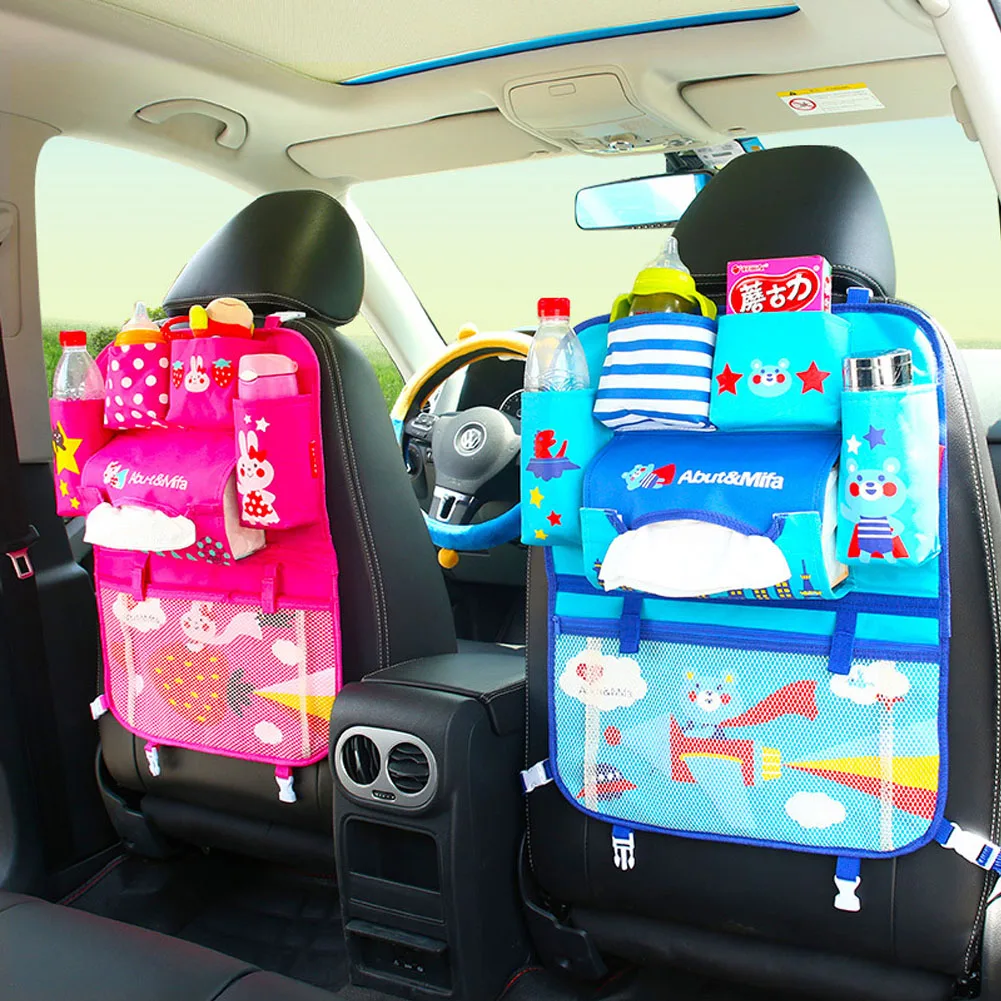 Детские органайзеры для хранения на заднем сидении автомобиля, водонепроницаемые милые Мультяшные многофункциональные карманные Висячие Сумки для хранения для малышей