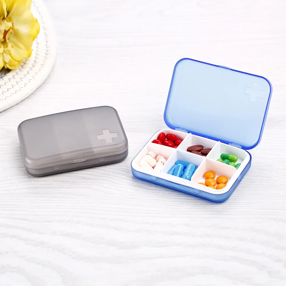 

Travel Medicine Box Six Grids Pill Box Pill Case Pill Splitter Outdoor Medicine Seal Storage Box Medicine Box Holder Storage