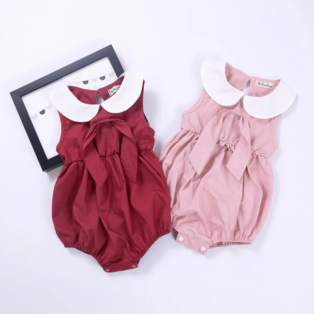 

Baby girl summer clothes infant toddler 2 colors sleeveless cute bodysuit baby twins clothing photo props Drop shipping